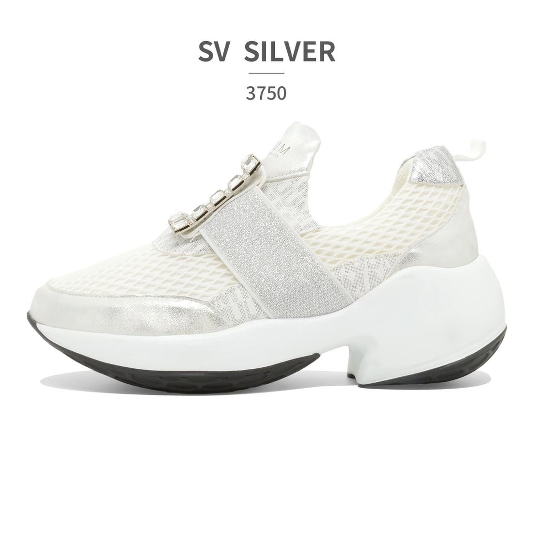 MUUM Sneakers for Women Square Bijou MUUM 3750 BL SV SQUARE BIJIU SNEAKER Thick Sole Chunky Heel
