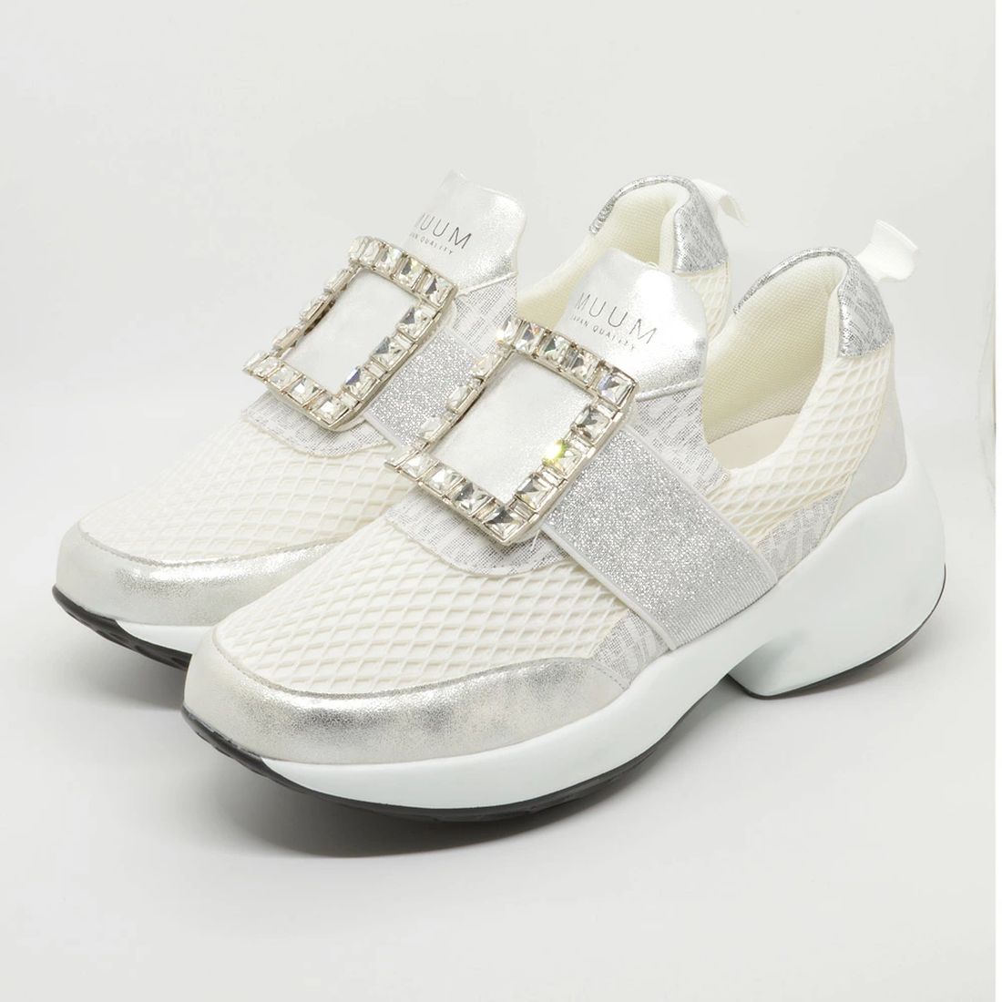 MUUM Sneakers for Women Square Bijou MUUM 3750 BL SV SQUARE BIJIU SNEAKER Thick Sole Chunky Heel