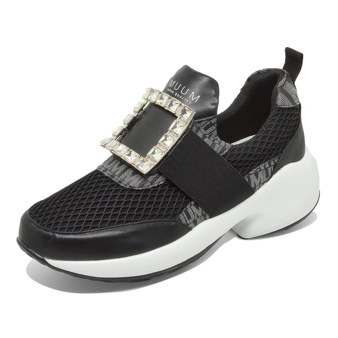 MUUM Sneakers for Women Square Bijou MUUM 3750 BL SV SQUARE BIJIU SNEAKER Thick Sole Chunky Heel