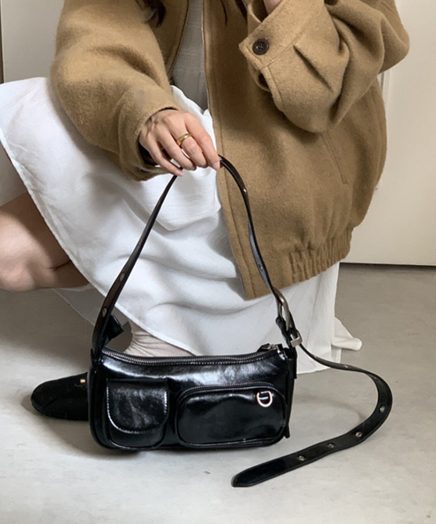 ShopNikoNiko Double Pocket Belt Shoulder One Handle Bag