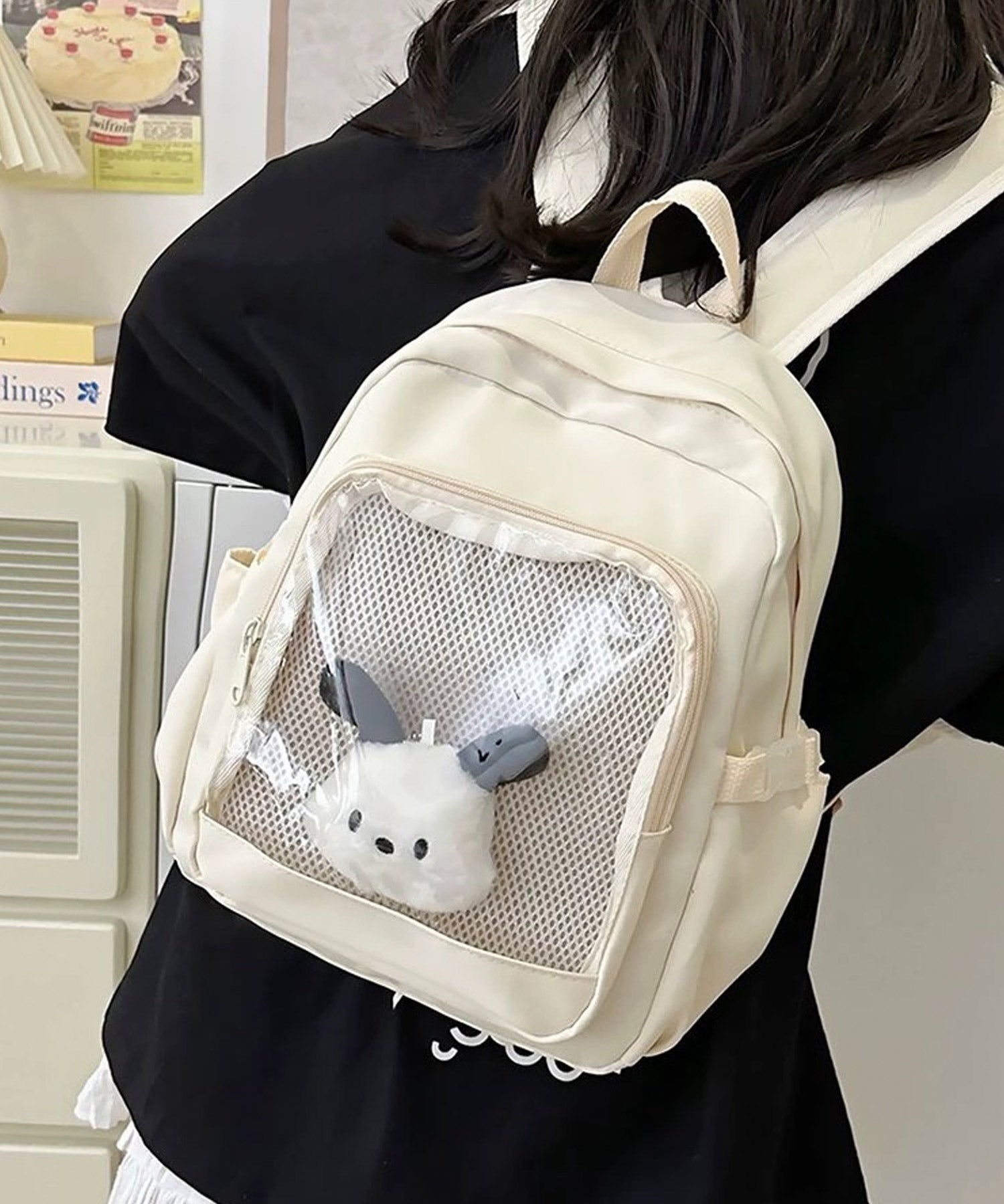 ショップニコニコ ShopNikoNiko クリアポケット付き 推し活 ミニリュックサック スクールバッグ オタ活 推し活リュック 痛バッグ 痛リュック ライブ参戦 鞄