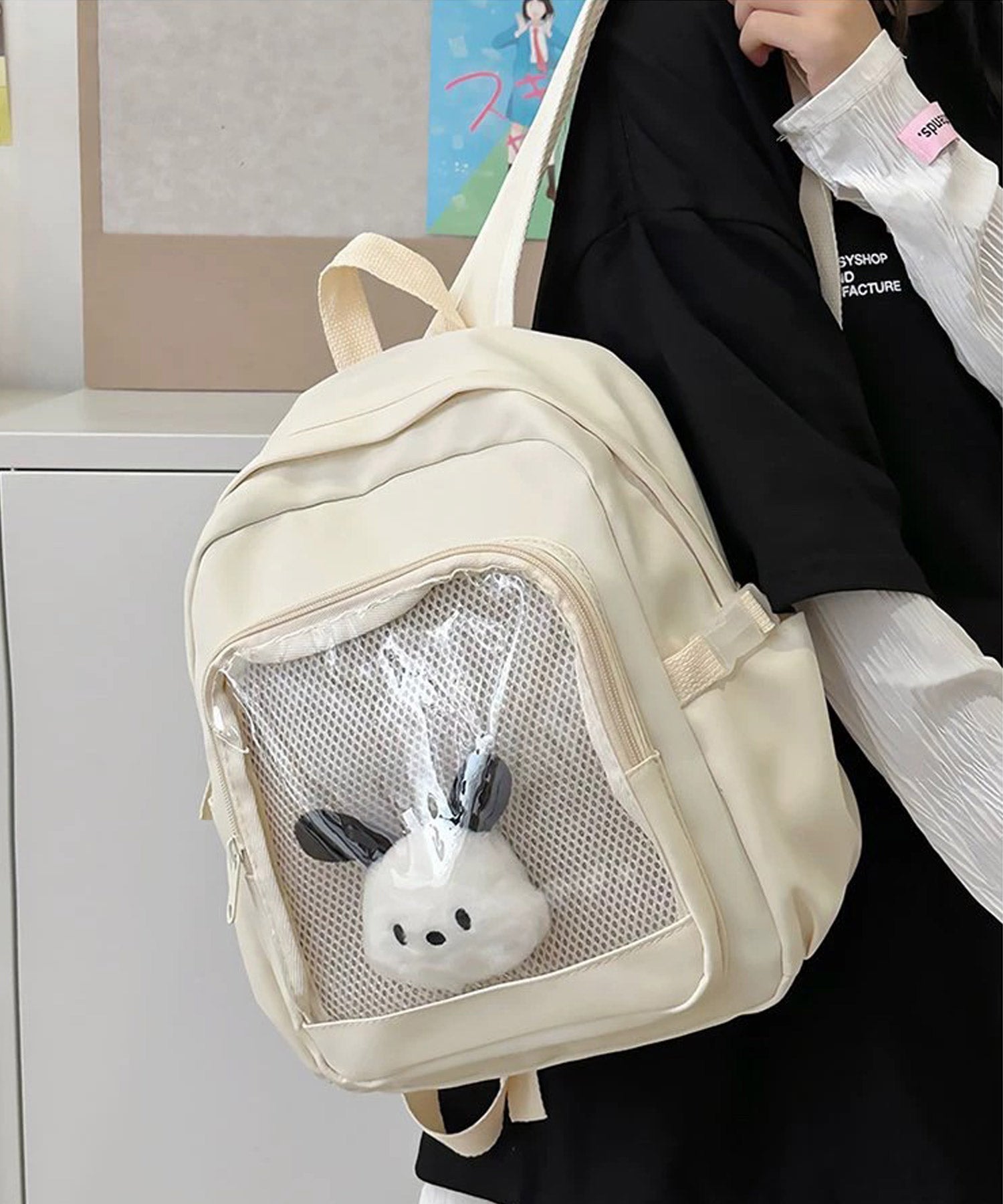 ショップニコニコ ShopNikoNiko クリアポケット付き 推し活 ミニリュックサック スクールバッグ オタ活 推し活リュック 痛バッグ 痛リュック ライブ参戦 鞄