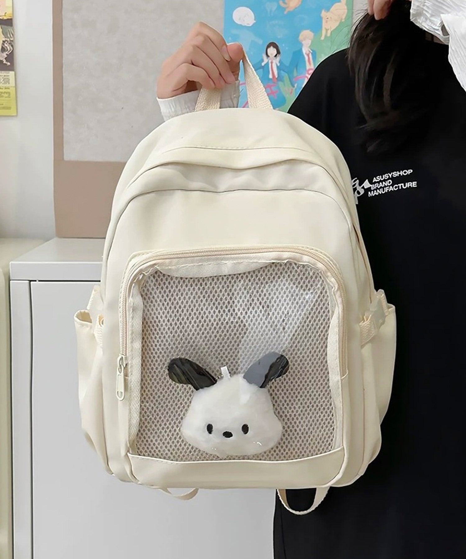 ショップニコニコ ShopNikoNiko クリアポケット付き 推し活 ミニリュックサック スクールバッグ オタ活 推し活リュック 痛バッグ 痛リュック ライブ参戦 鞄