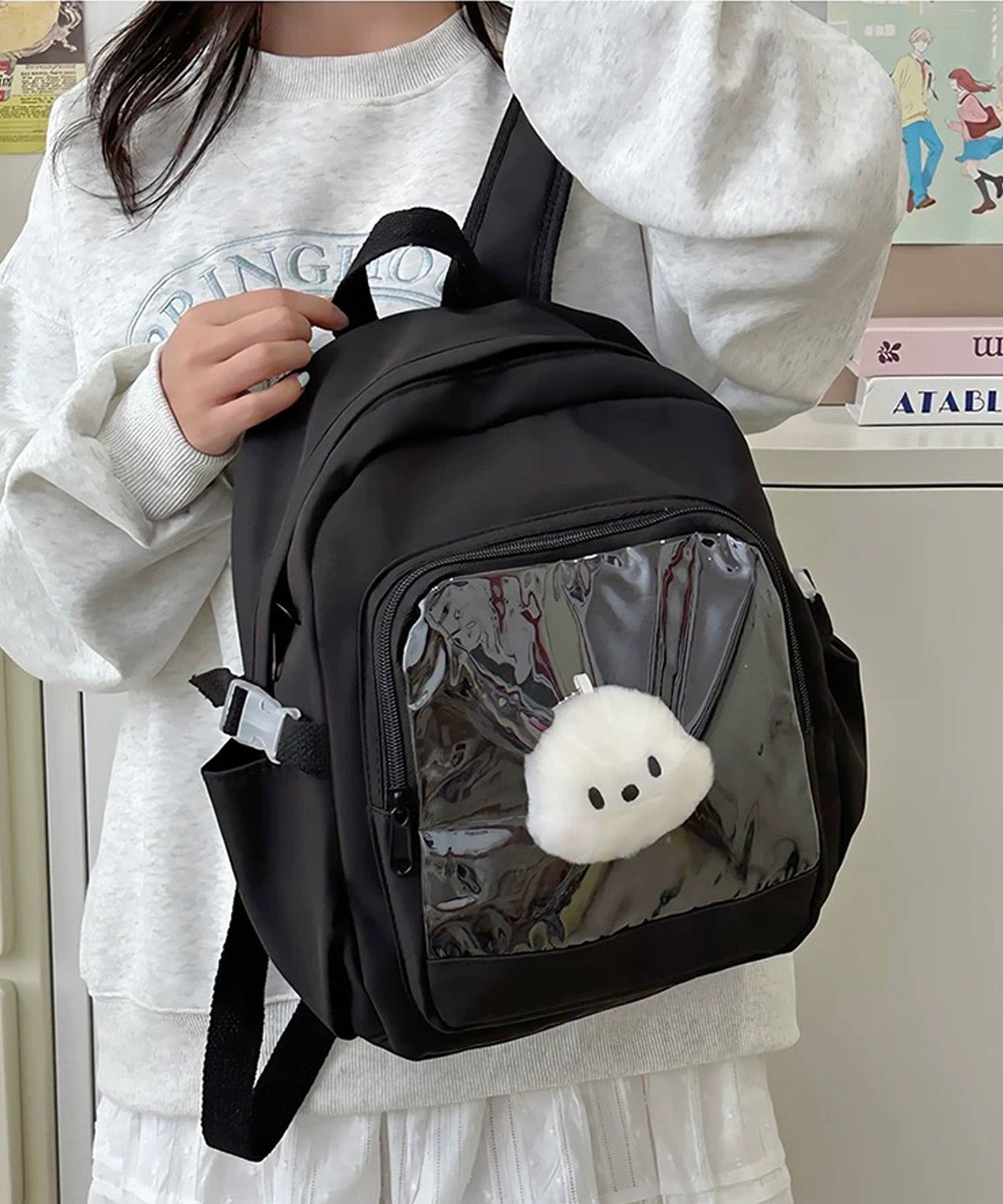 ショップニコニコ ShopNikoNiko クリアポケット付き 推し活 ミニリュックサック スクールバッグ オタ活 推し活リュック 痛バッグ 痛リュック ライブ参戦 鞄