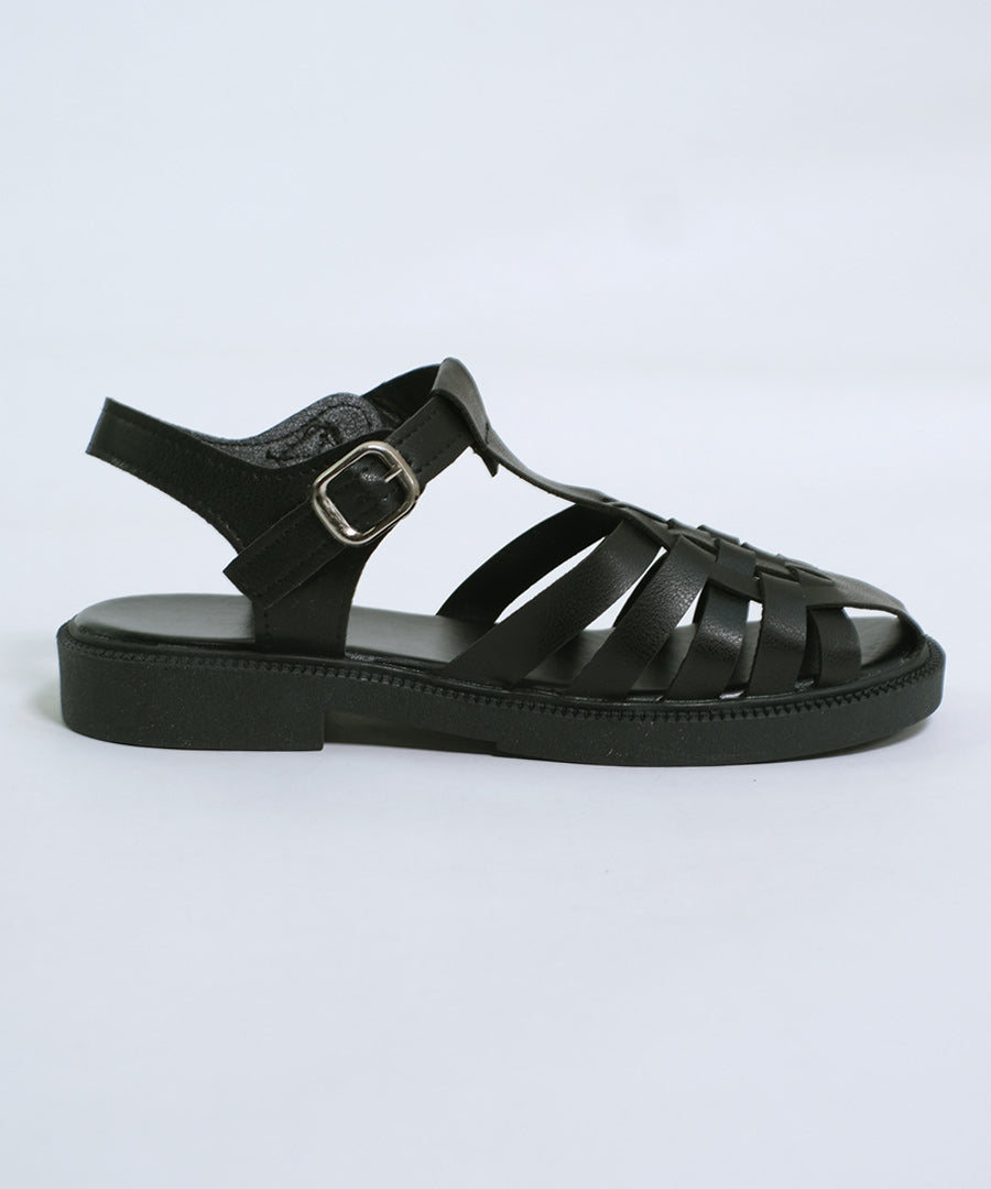 ショップニコニコ ShopNikoNiko フラットソール グルカサンダル【即納】韓国カジュアル 韓国ガーリー リゾート プール  春 夏 秋 フラットサンダル 編み込みサンダル 編み込み ぺたんこ PUレザー （ホワイト） ホワイト