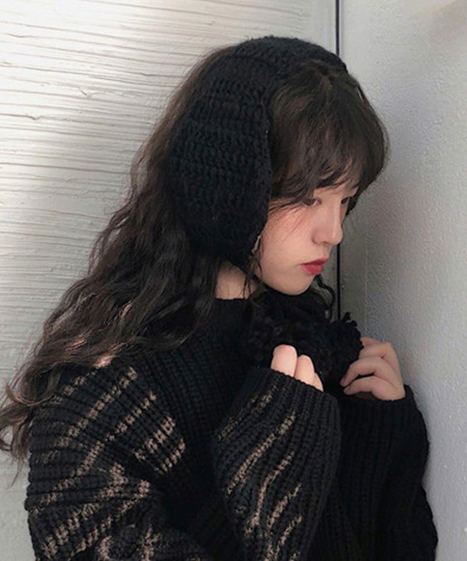 ショップニコニコ ShopNikoNiko 耳あて  イヤーマフラー ポンポン ニット   ma 【即納】 耳当て  イヤマフ 韓国 黒 ブラック グレー アイボリー レディース