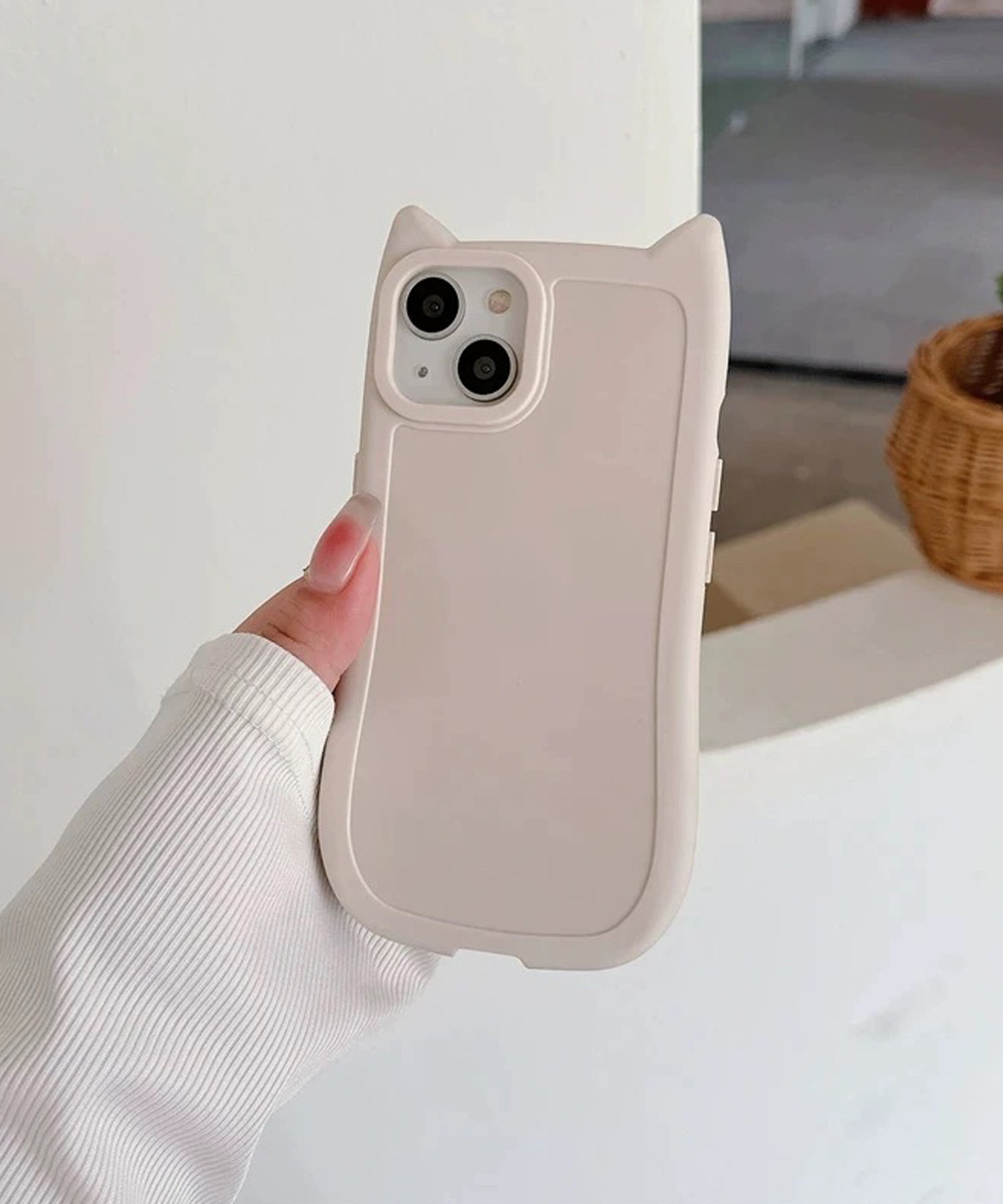ショップニコニコ ShopNikoNiko 猫耳 マットフレーム スマホケース ma 【即納】iPhoneケース iPhoneカバー 12 13 14 15 16 ソフトケース 韓国スマホケース ネコ耳 ねこ耳 （ホワイト） ホワイト