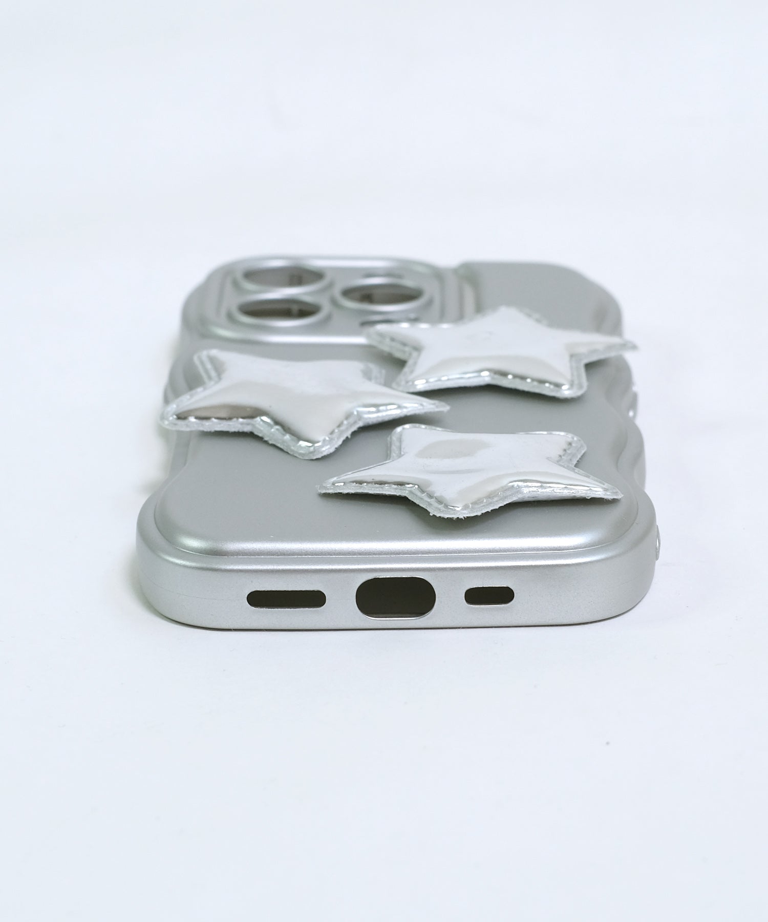ショップニコニコ ShopNikoNiko メタリックシルバースター ウェーブ スマホケース ma 【即納】スマホカバー iPhoneカバー TPU ソフトケース スターデザイン 星デザイン ぷっくり ウェーブ （シルバー） シルバー