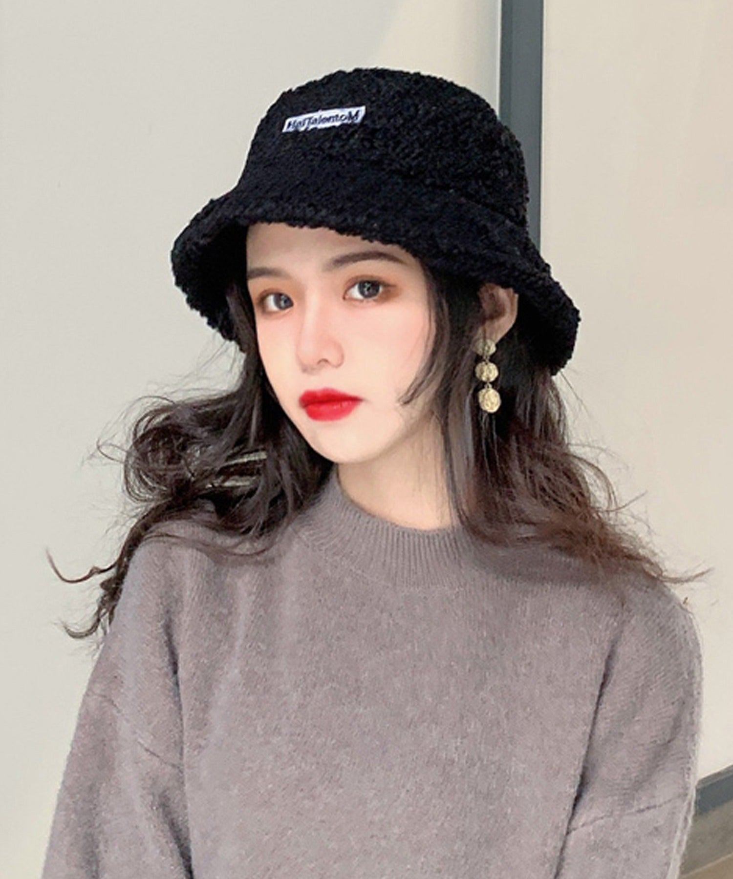 ShopNikoNiko Boa Bucket Hat 【Immediate Delivery】 Boa Fluffy Soft Bucket Hat Bukeha Hat Warm Autumn Winter Season Mood Like Cute Trend Korean