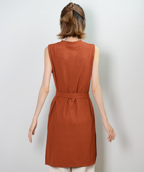 ショップニコニコ ShopNikoNiko ベルト付き細リブスリットチュニック 【即納】 シンプル ベルト付き 細リブスリット チュニック トレンド レディース 韓国ファッション 流行