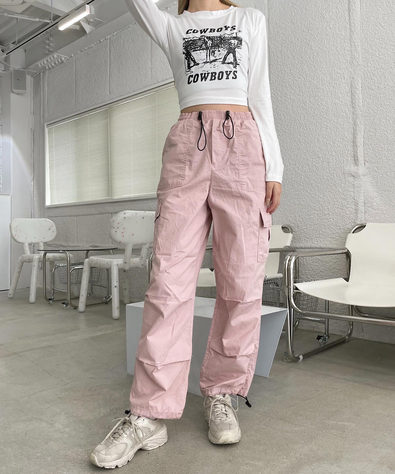 ショップニコニコ ShopNikoNiko バルーンシルエット イージーカーゴパンツ 【即納】 カーゴパンツ ワイドパンツ サルエルパンツ ミリタリー ハイウエスト バルーン 韓国ストリート ストリート