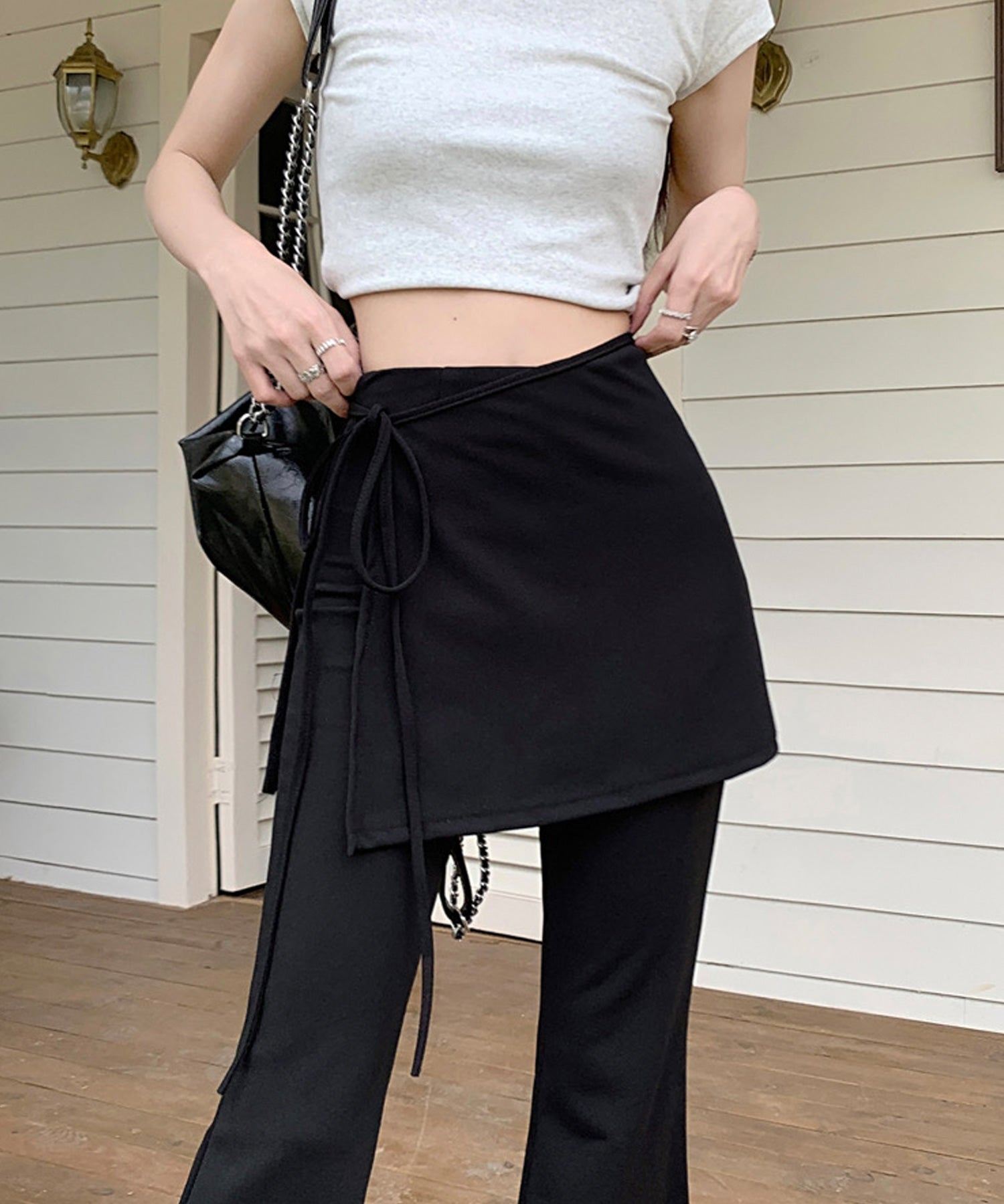 ShopNikoNiko High Waist Wrap Skirt Pants Layered Skirt Pants Skirt Pan