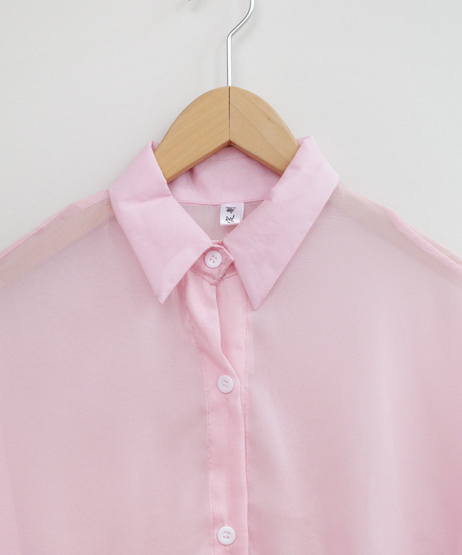 ショップニコニコ ShopNikoNiko シースルー ボリュームシアーシャツ ma 【即納】 トップス シャツ ブラウス 長袖 シアーシャツ シースルー シアー 羽織り オーバーサイズ ビックシルエット