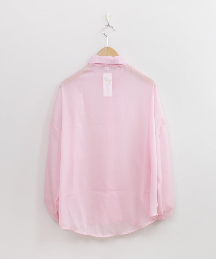 ショップニコニコ ShopNikoNiko シースルー ボリュームシアーシャツ ma 【即納】 トップス シャツ ブラウス 長袖 シアーシャツ シースルー シアー 羽織り オーバーサイズ ビックシルエット