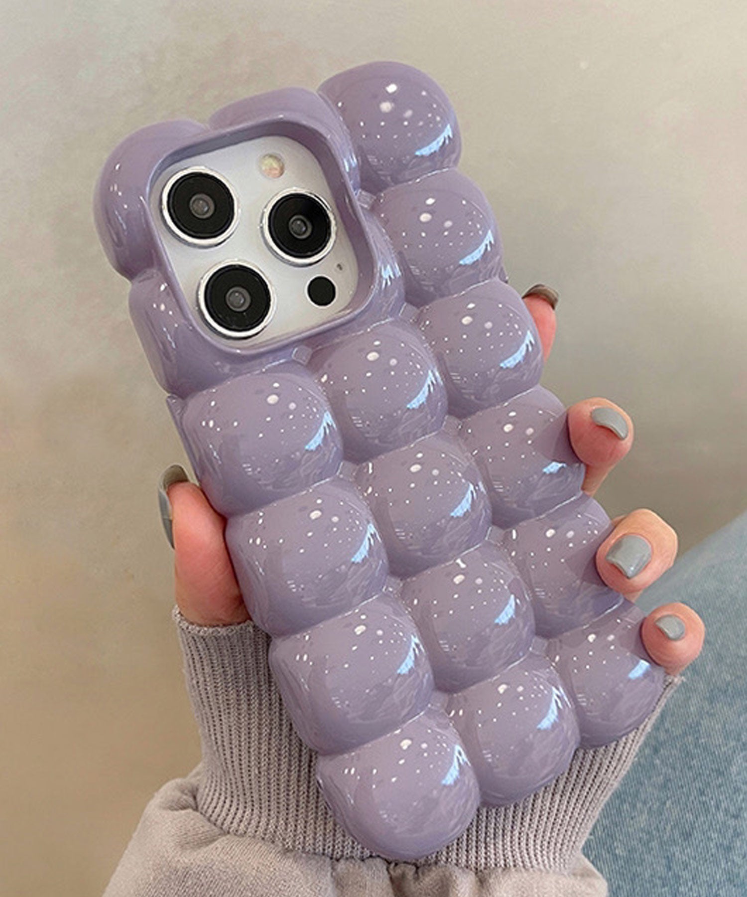 ショップニコニコ ShopNikoNiko ぽこぽこ 立体的 スマホケース ma 【即納】 スマホカバー アイフォンケース iPhoneケース パステルカラー ぷくぷく iPhone13 iPhone14,パープル