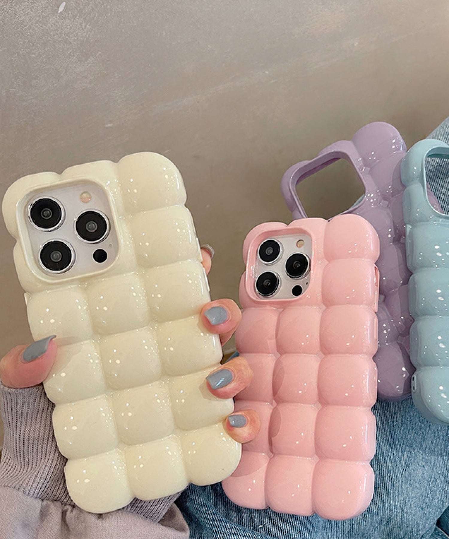 ショップニコニコ ShopNikoNiko ぽこぽこ 立体的 スマホケース ma 【即納】 スマホカバー アイフォンケース iPhoneケース パステルカラー ぷくぷく iPhone13 iPhone14