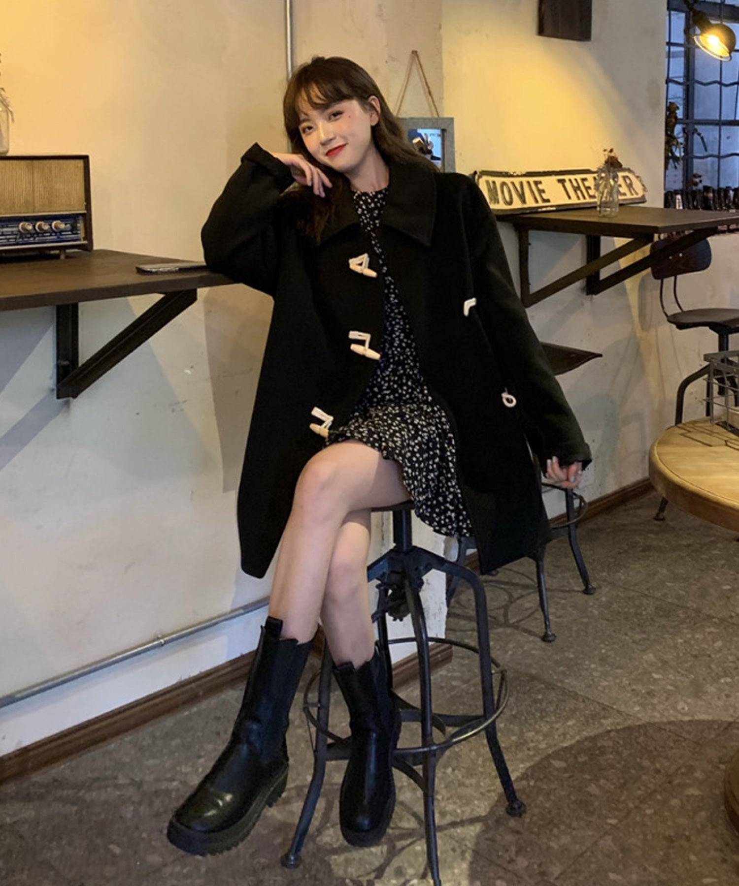 ショップニコニコ ShopNikoNiko ステンカラー トグルボタン ハーフダッフルコート 韓国カジュアル 海外女子 春 秋 冬 アウター コート ジャケット 羽織り ショートコート ショート丈 ハーフ丈