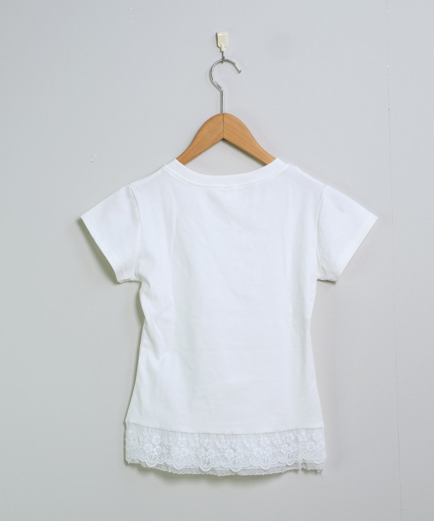 ショップニコニコ ShopNikoNiko ヘムレース レイヤード風 スリムTシャツ ma 【即納】韓国ガーリー フレンチガーリー バレエコア 春 夏 秋 半袖 クルーネック レースヘム フリル ホワイト 白 （ホワイト） ホワイト