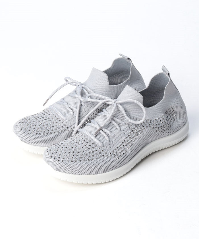 North Date 【Risata】 Knit Lace-Up with Rhinestones