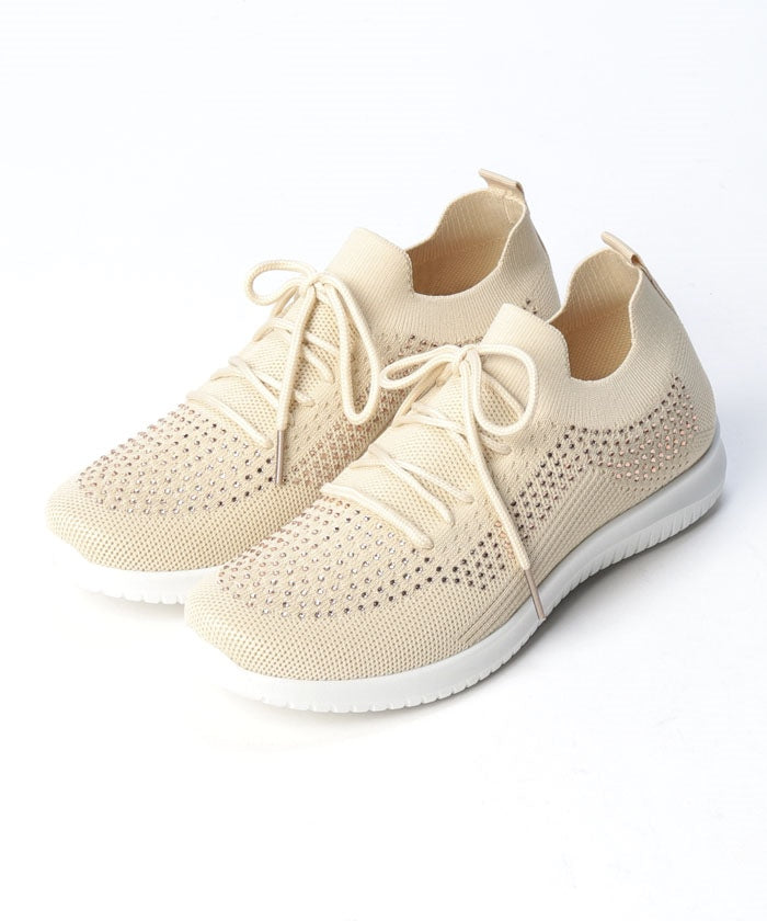 North Date 【Risata】 Knit Lace-Up with Rhinestones