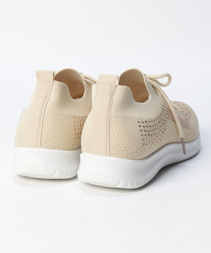 North Date 【Risata】 Knit Lace-Up with Rhinestones