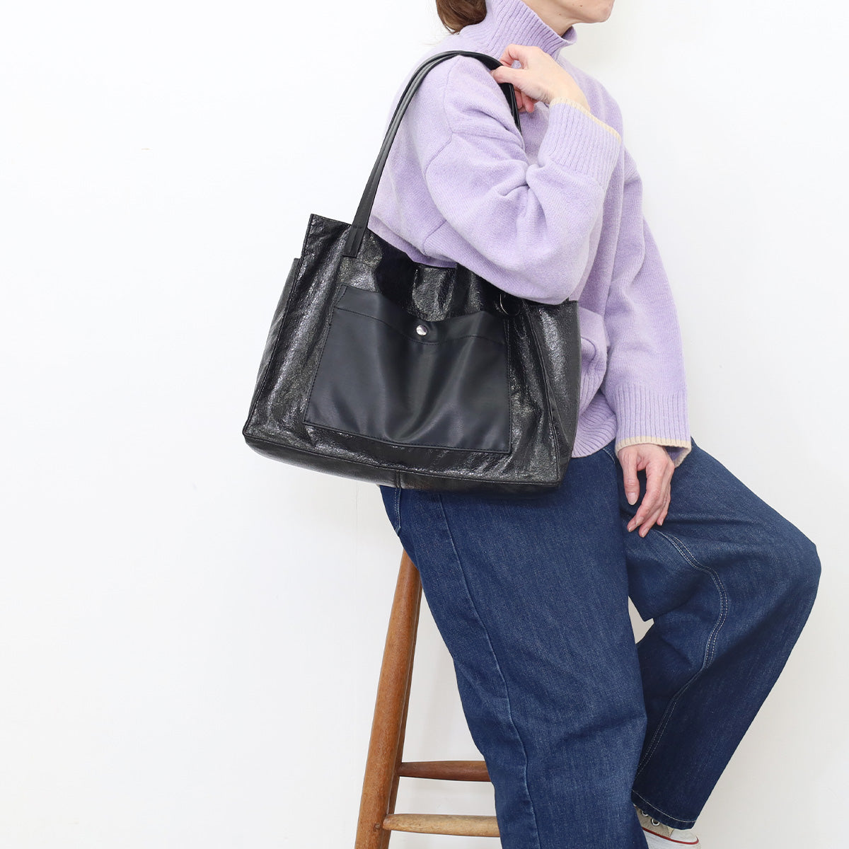 Nananoel lia Metallic Pocket Square Tote Bag / A4 Compatible