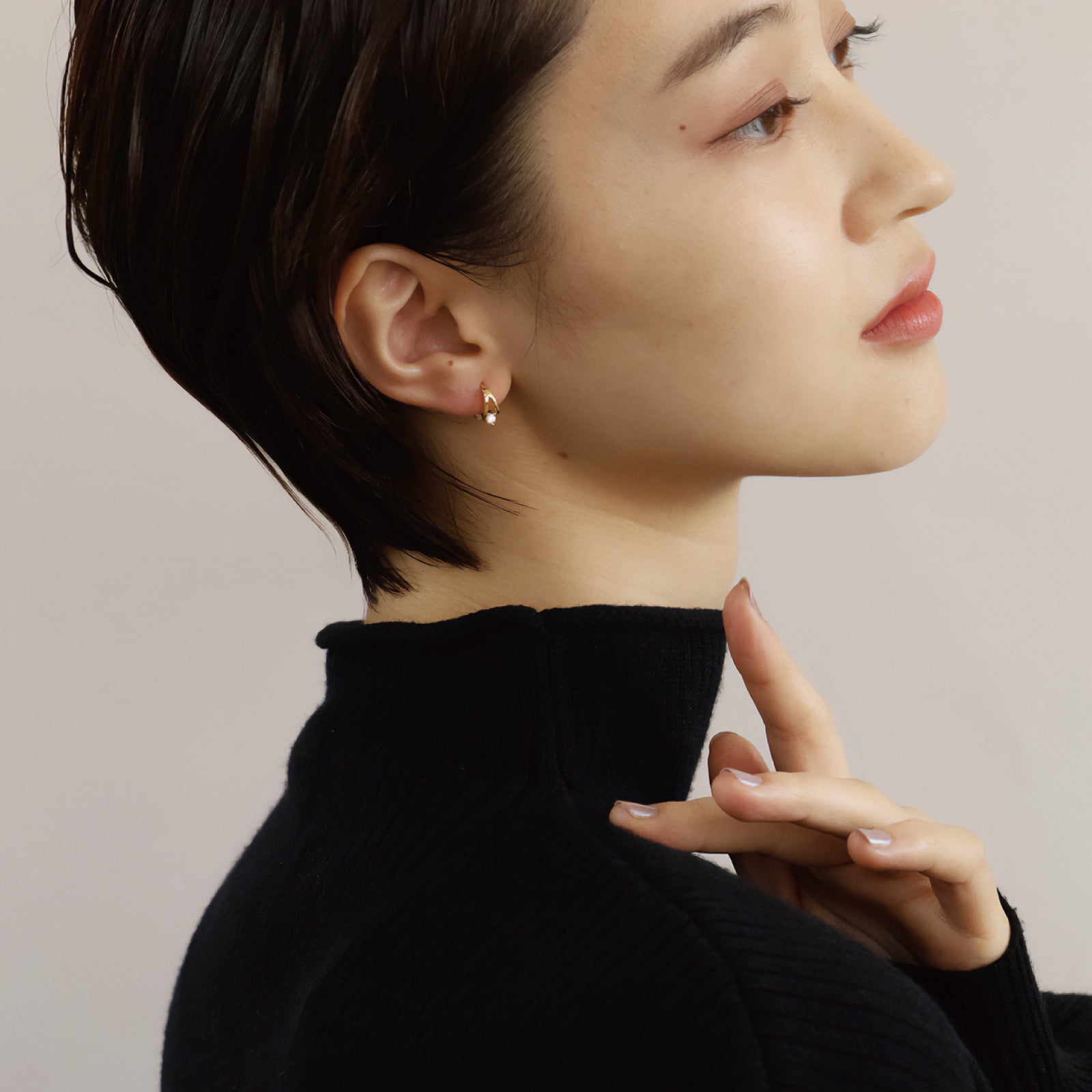Noelmarket Earrings Metal Allergy Friendly Hoop Earrings Wearable All Day Simple K18 Single Stone Jewelry Work For Both Ears Birthday Gift
