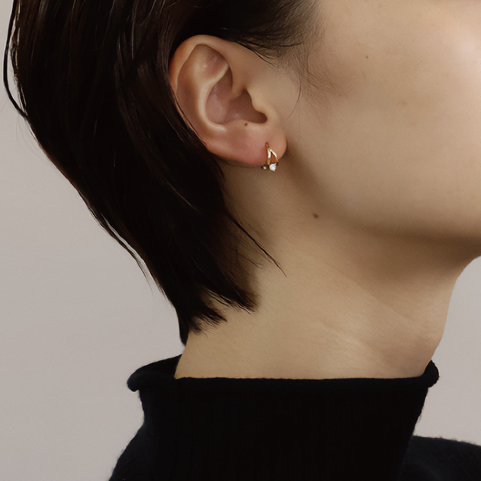 Noelmarket Earrings Metal Allergy Friendly Hoop Earrings Wearable All Day Simple K18 Single Stone Jewelry Work For Both Ears Birthday Gift
