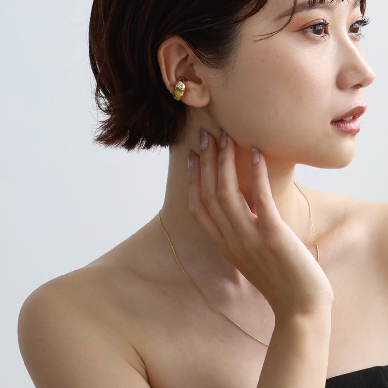 ノエルマーケット Noelmarket イヤーカフ 艶なし マット リング おしゃれ シンプル 片耳用 イヤリング 結婚式 フォーマル （艶あり：ゴールド） 艶あり：ゴールド