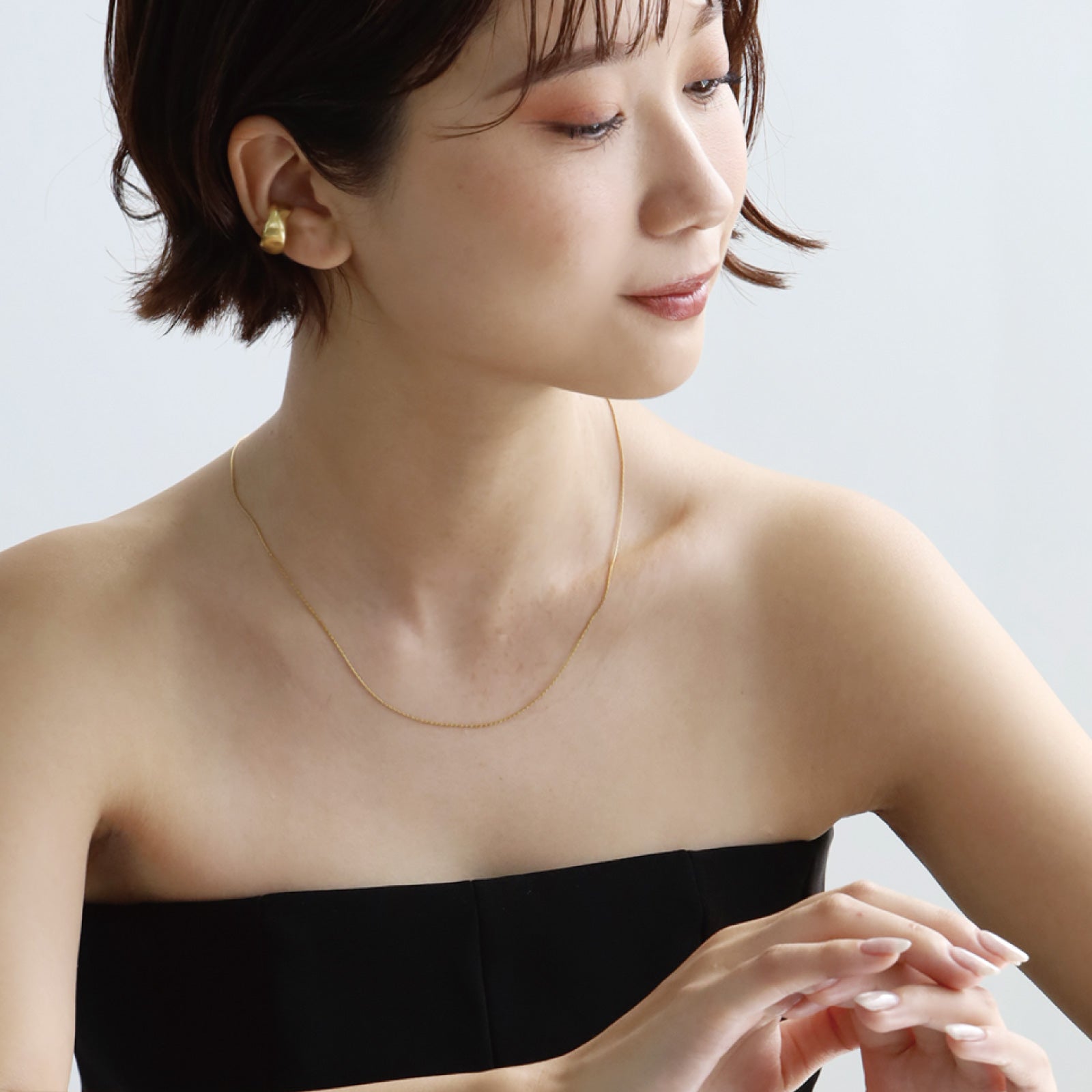 ノエルマーケット Noelmarket イヤーカフ 艶なし マット リング おしゃれ シンプル 片耳用 イヤリング 結婚式 フォーマル （艶あり：ゴールド） 艶あり：ゴールド