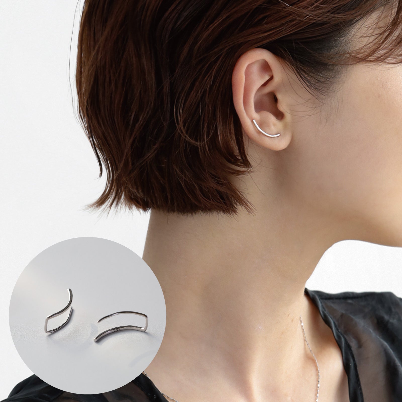 ノエルマーケット Noelmarket ピアス 金属アレルギー対応 つけっぱなし キャッチレス 小さめ ニッケルフリー フック レディ ース シンプル （シルバー） シルバー