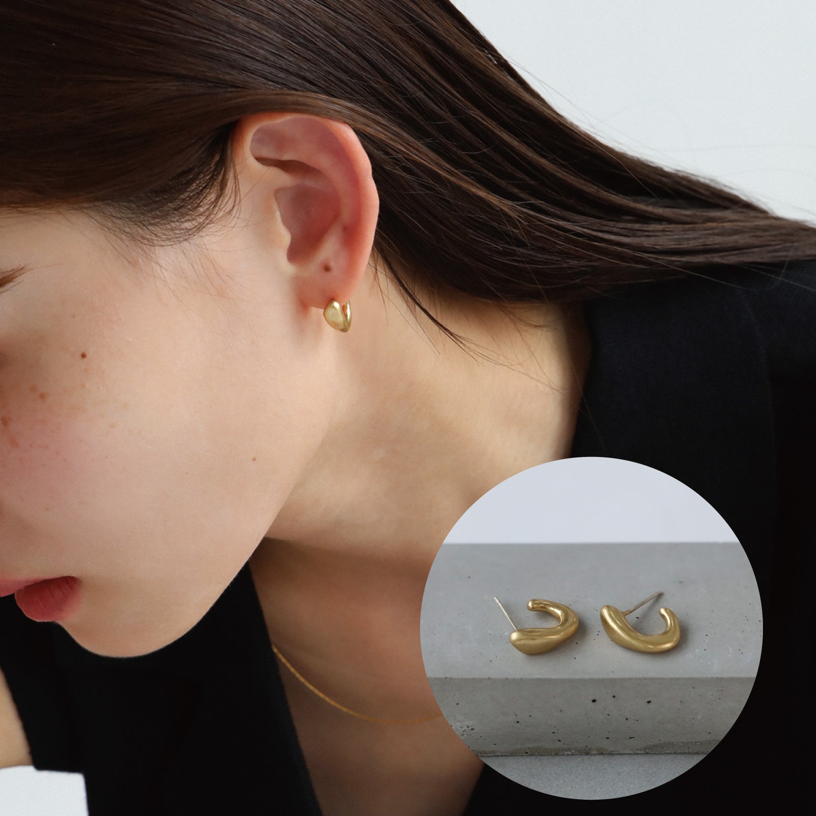 ノエルマーケット Noelmarket ピアス 金属アレルギー対応 s925 マットカラー 小ぶり つけっぱなし 18kコーティング シンプル フープピアス （艶なし（マットカラー）：ゴールド） 艶なし（マットカラー）：ゴールド