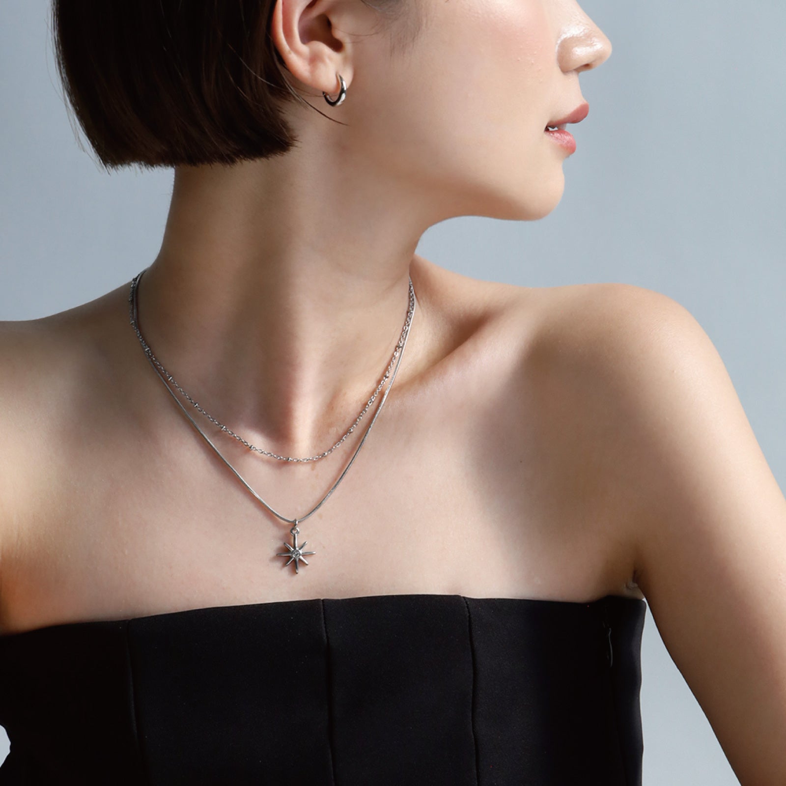 ノエルマーケット Noelmarket ネックレス 金属アレルギー対応 2連 太陽 サマージュエリー ステンレス製 18kコーティング （ゴールド） ゴールド