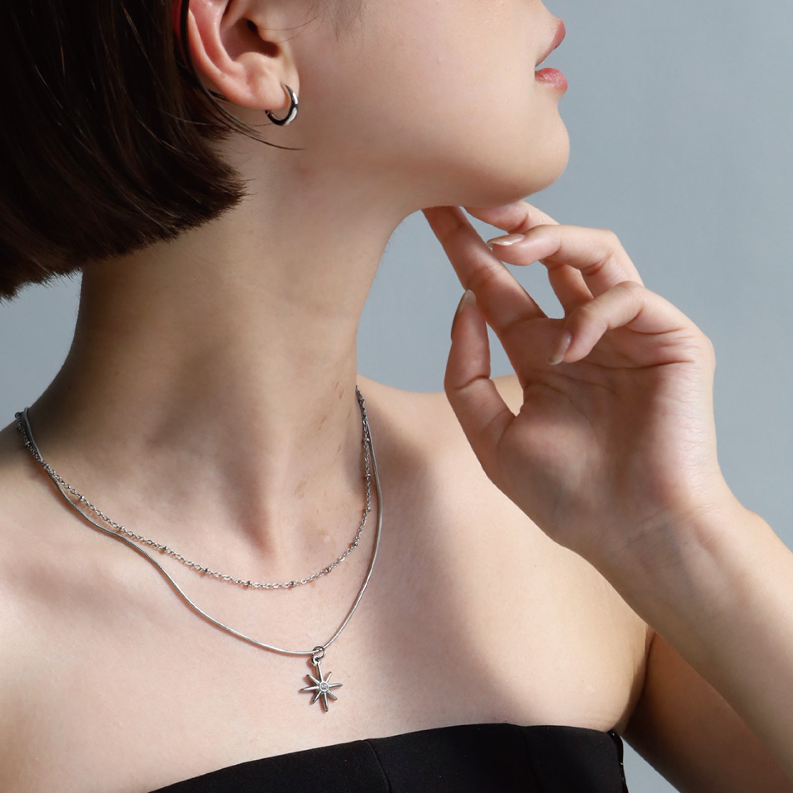 ノエルマーケット Noelmarket ネックレス 金属アレルギー対応 2連 太陽 サマージュエリー ステンレス製 18kコーティング （ゴールド） ゴールド