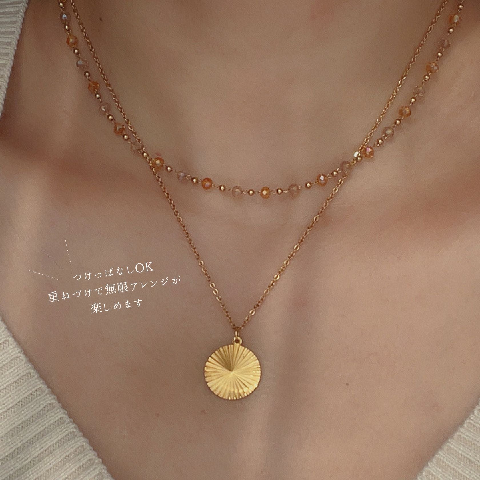 ノエルマーケット Noelmarket コインネックレス 太陽ネックレス 金属アレルギー対応 18kコーティング ゴールド シルバー ステンレス （ゴールド） ゴールド