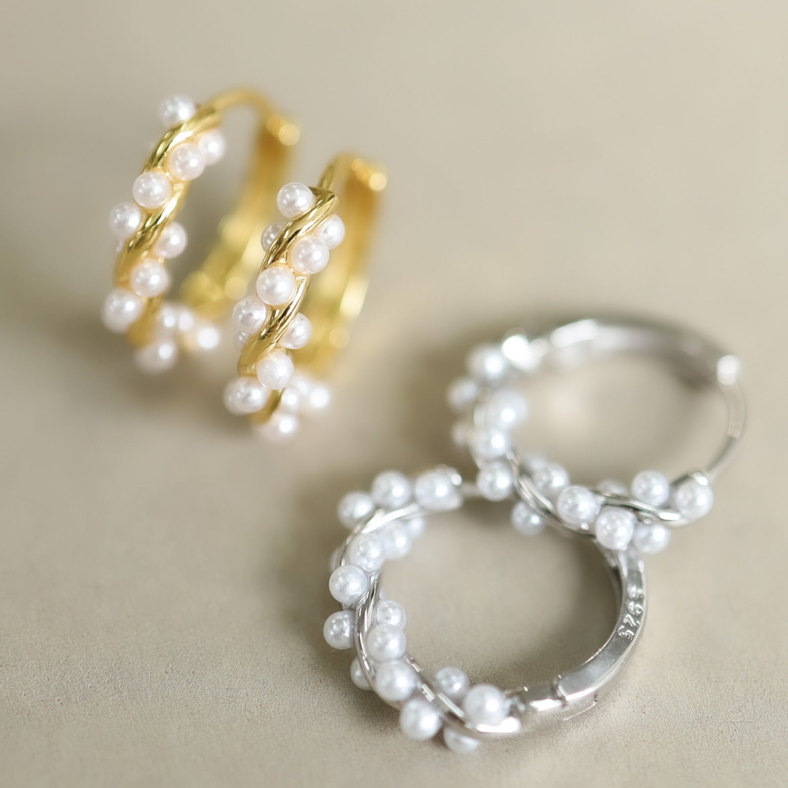 Noelmarket Earrings, Hypoallergenic, Hoop Earrings, Permanent, Pearl, 18k, Party, Women, Adults, Girlfriend, Birthday, Gift