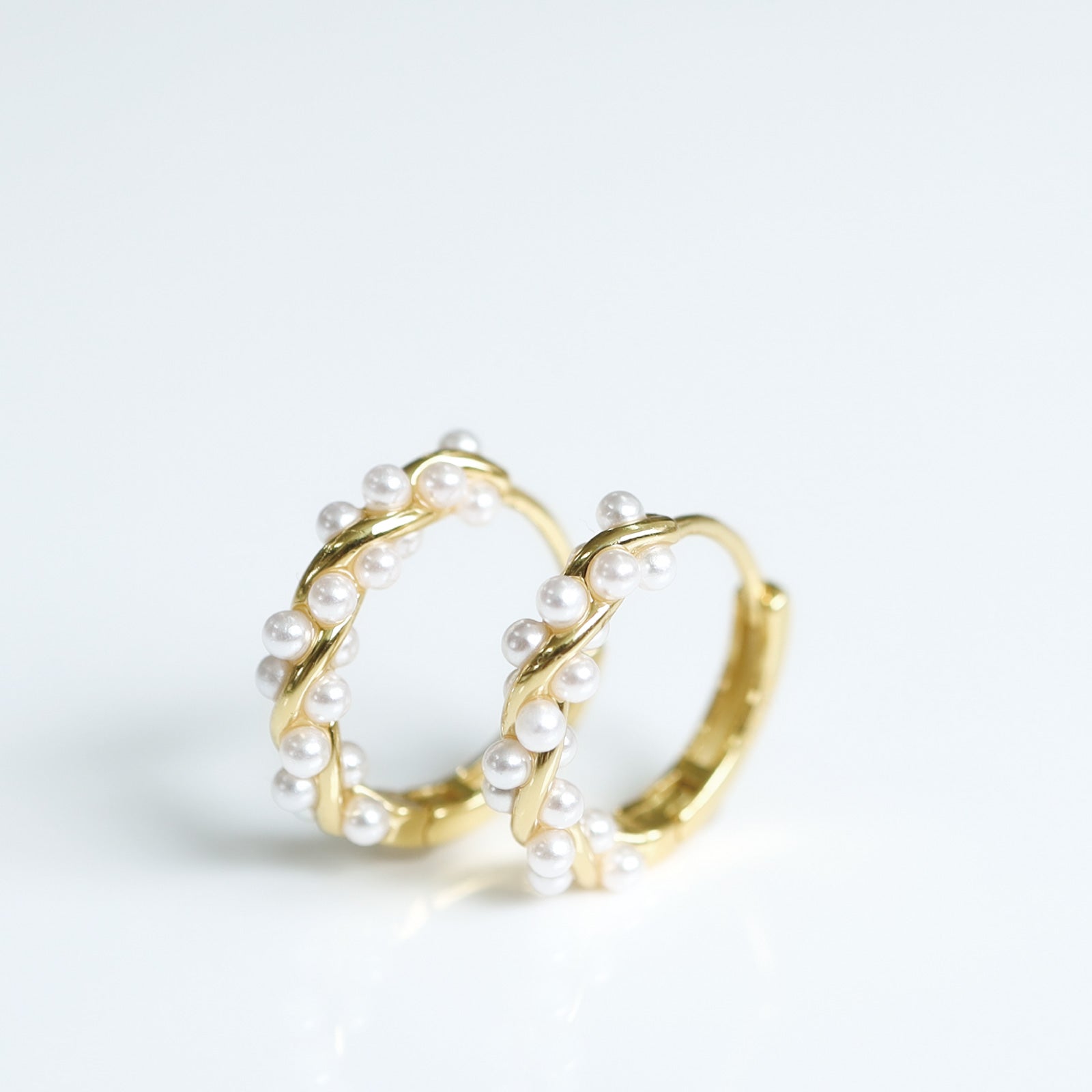 Noelmarket Earrings, Hypoallergenic, Hoop Earrings, Permanent, Pearl, 18k, Party, Women, Adults, Girlfriend, Birthday, Gift