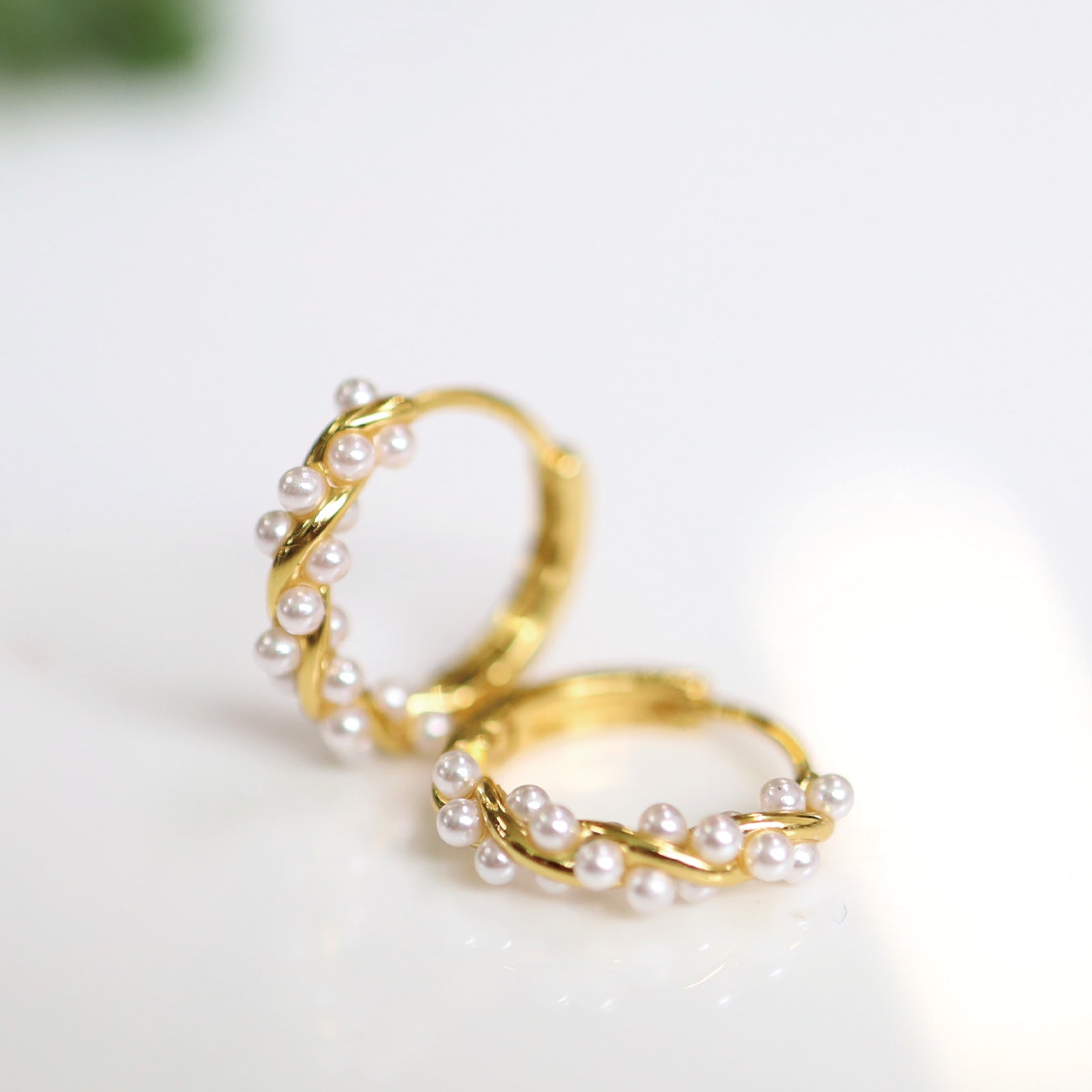 Noelmarket Earrings, Hypoallergenic, Hoop Earrings, Permanent, Pearl, 18k, Party, Women, Adults, Girlfriend, Birthday, Gift
