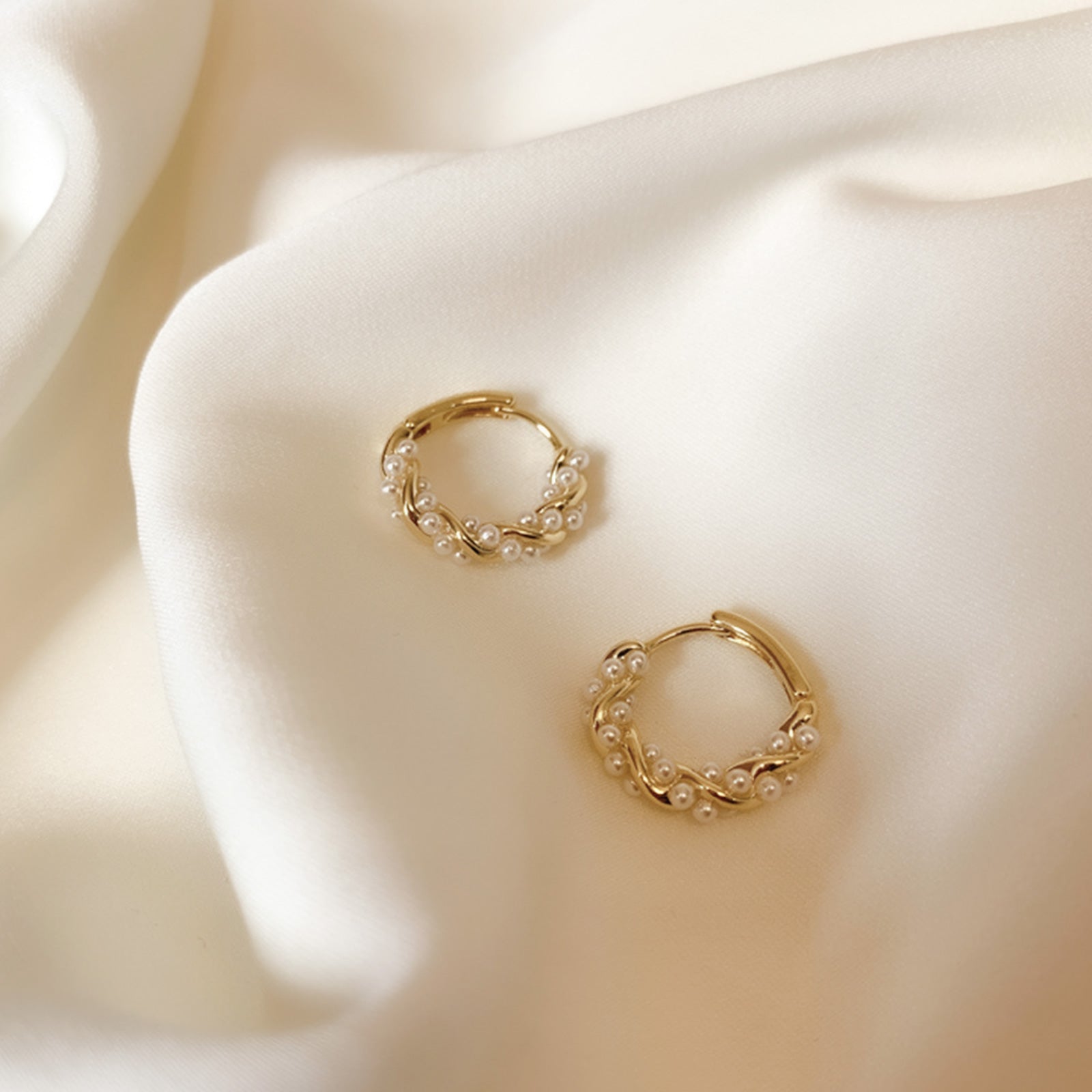 Noelmarket Earrings, Hypoallergenic, Hoop Earrings, Permanent, Pearl, 18k, Party, Women, Adults, Girlfriend, Birthday, Gift
