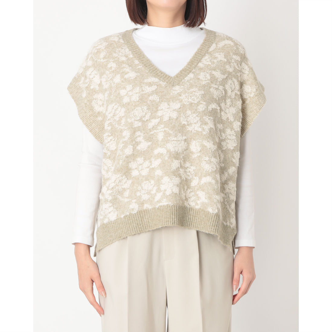 ナチュアンドダイアリー Nachu & Diary フラワージャガードニットベスト （BEIGE） BEIGE