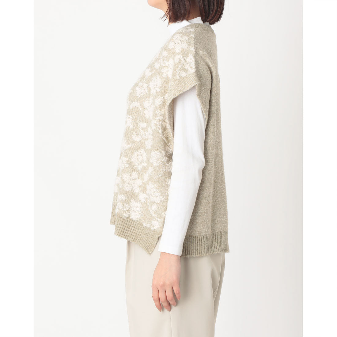 ナチュアンドダイアリー Nachu & Diary フラワージャガードニットベスト （BEIGE） BEIGE