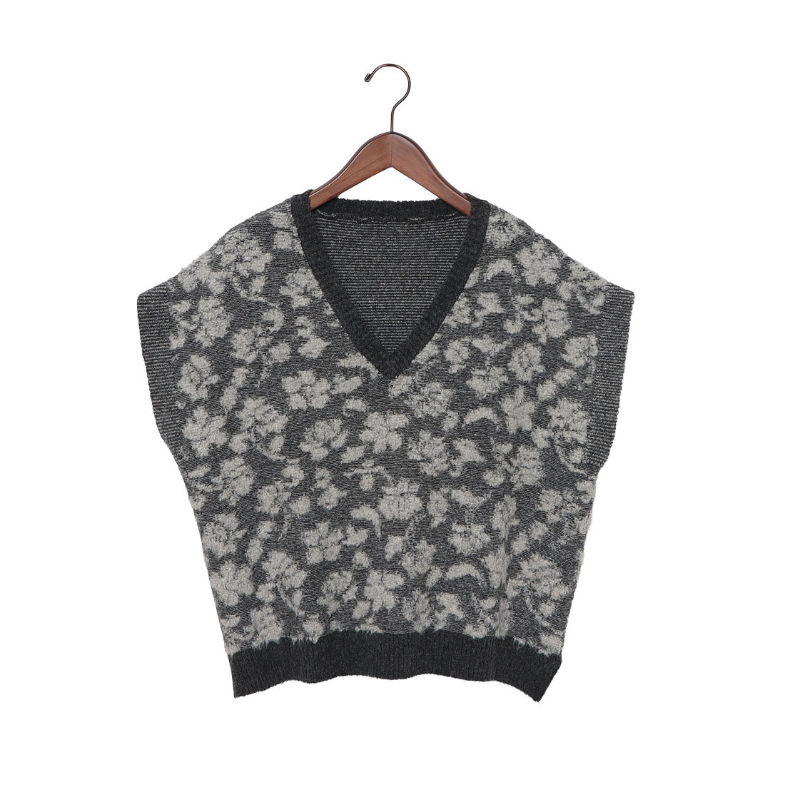 ナチュアンドダイアリー Nachu & Diary フラワージャガードニットベスト （CHARCOAL） CHARCOAL