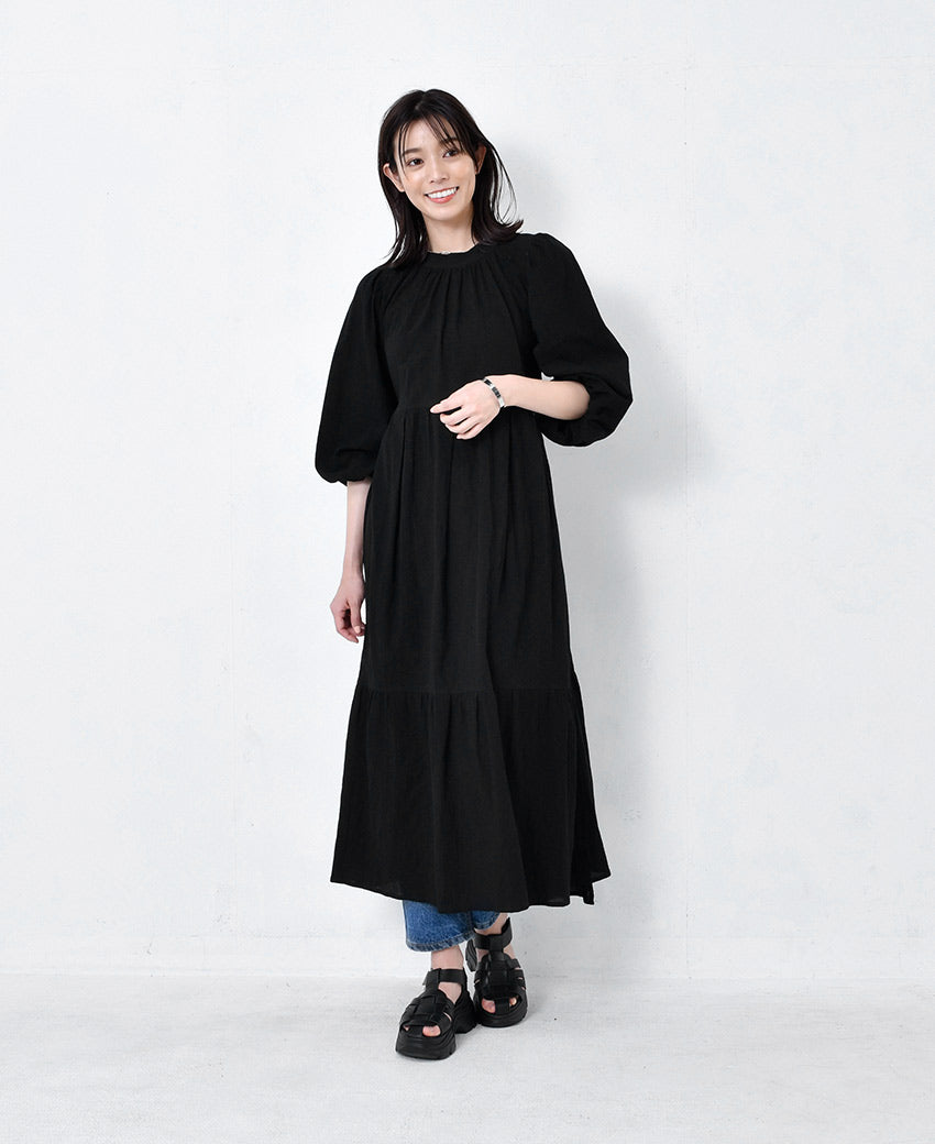 ナチュアンドダイアリー Nachu & Diary 3wayティアードワンピース ワンピース （ブラック） ブラック