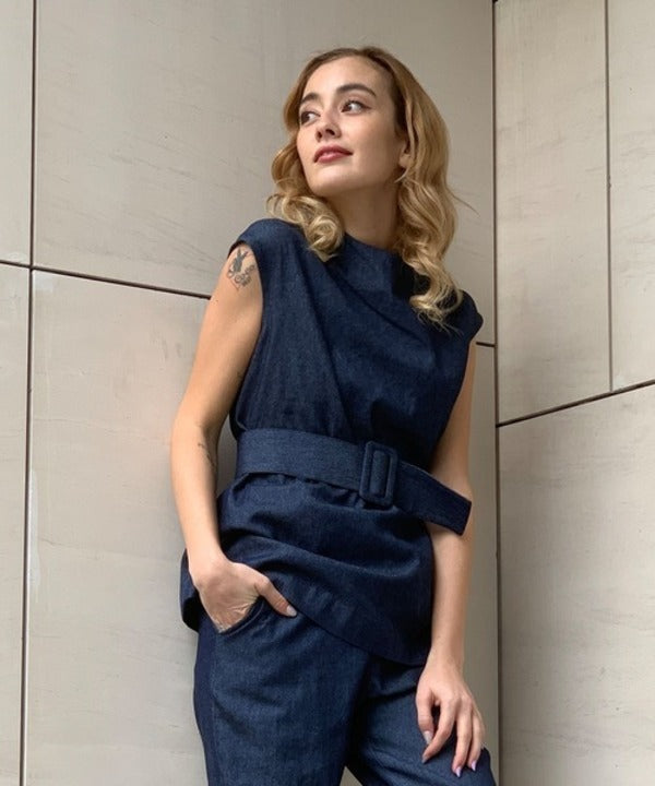 ニーナミュウ Ninamew デニムボトルネックベスト
