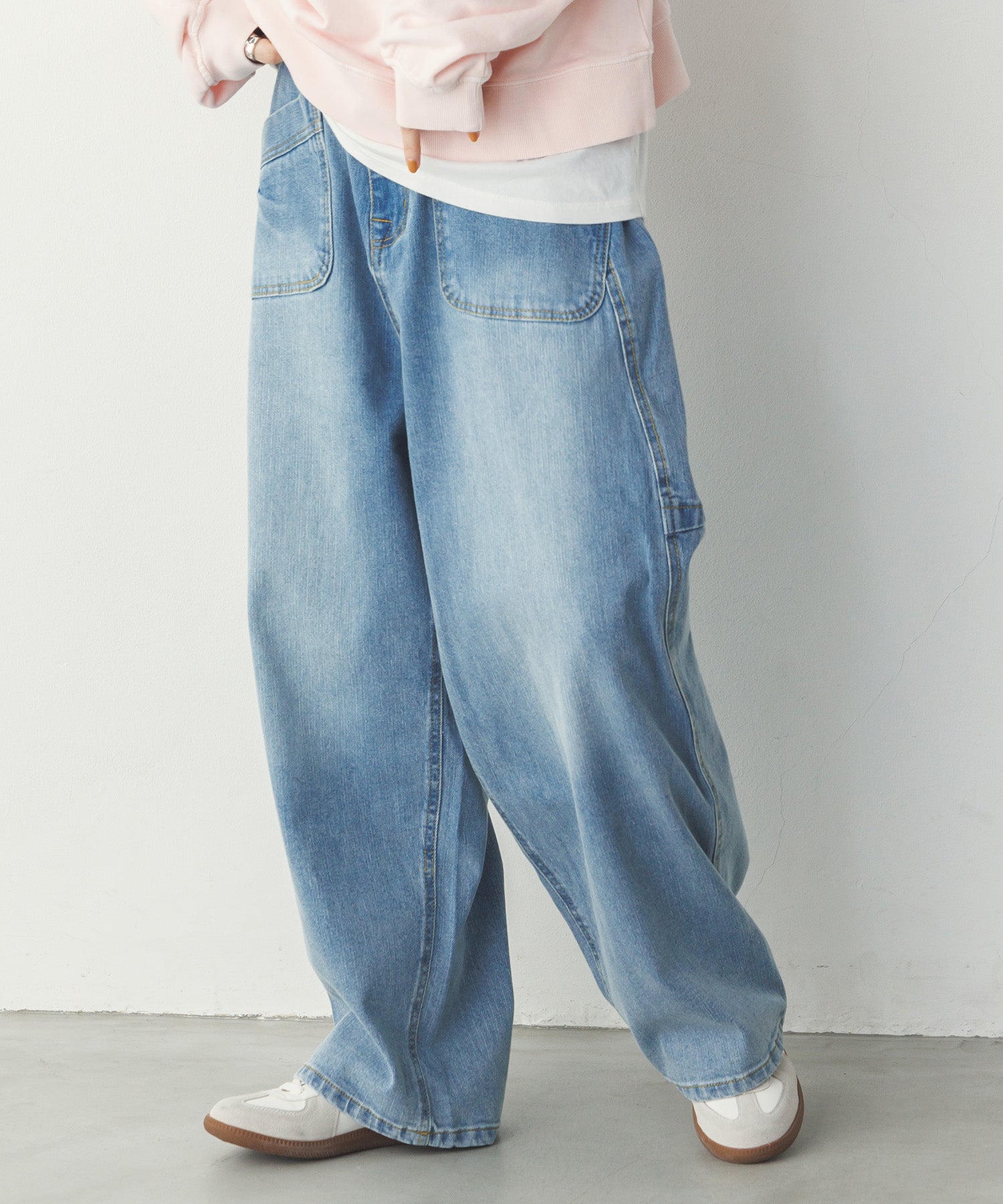 ノイア Noia ストレッチデニム ワークパンツ （ライトブルー） ライトブルー