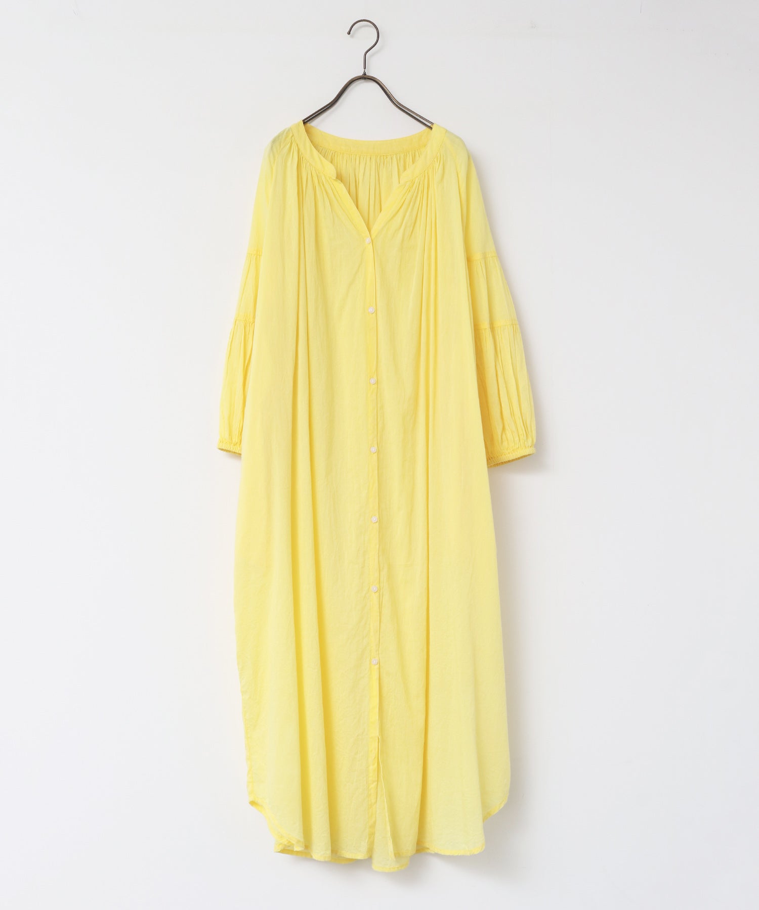 ノイア Noia コットンボイル 七分袖 ボリュームスリーブ シャツワンピース （グレイッシュブルー） グレイッシュブルー