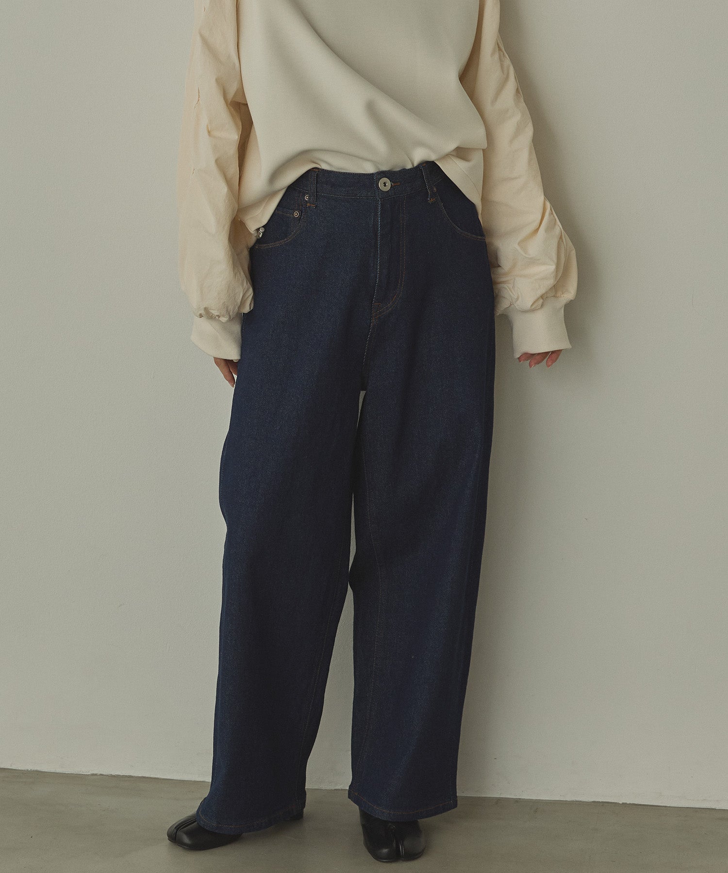 ノイア Noia 11.5ozストレッチデニム（ブラスト加工）ワイドストレートパンツ （ワンウォッシュ） ワンウォッシュ
