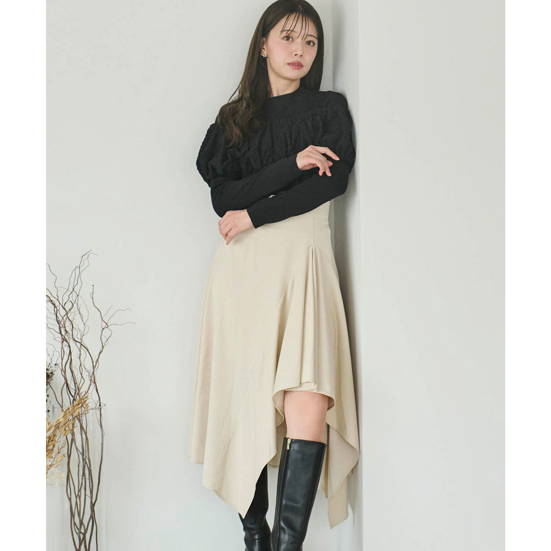 ノエラ NOELA アシメヘムスカート （ベージュ） ベージュ