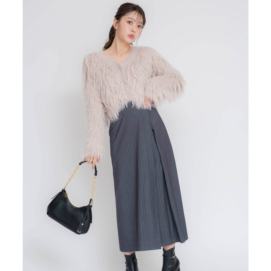 ノエラ NOELA ゴールドポイントタックスカート （チャコールグレー） チャコールグレー