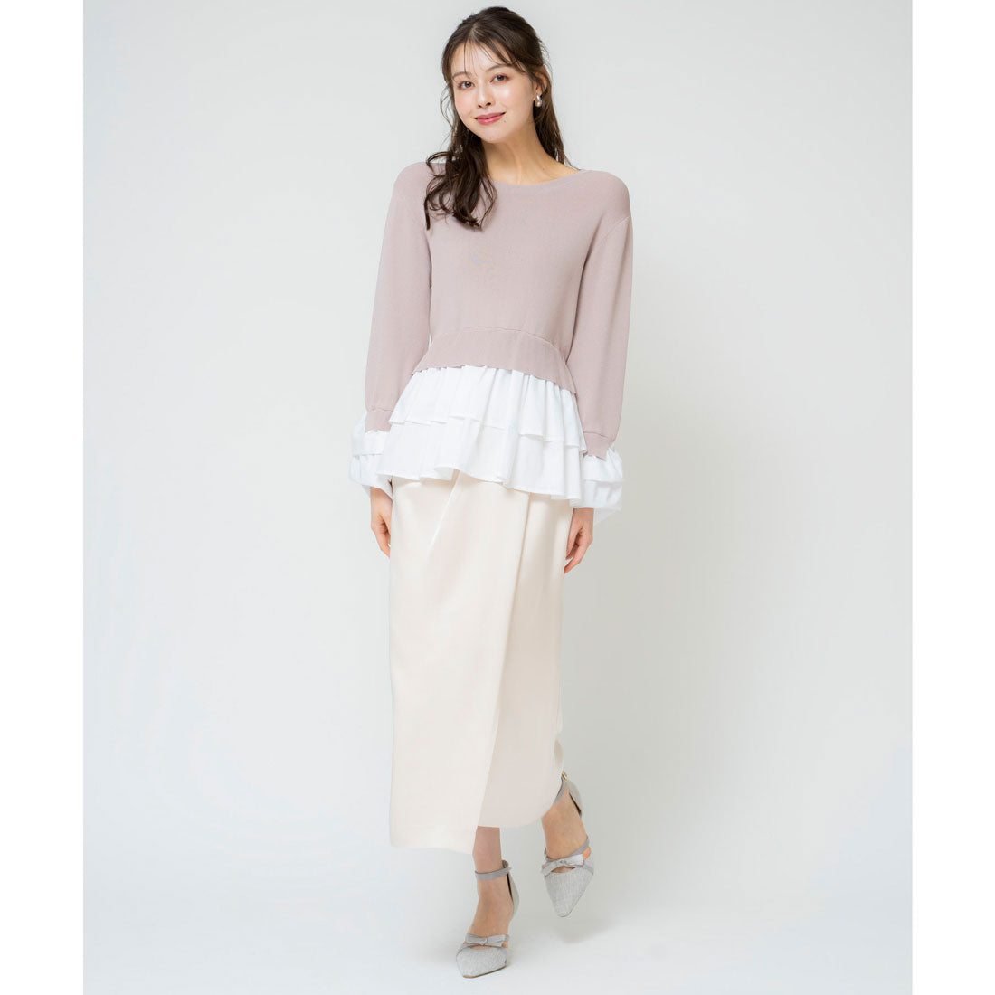 ノエラ NOELA ドレープサテンスカート （オフホワイト） オフホワイト